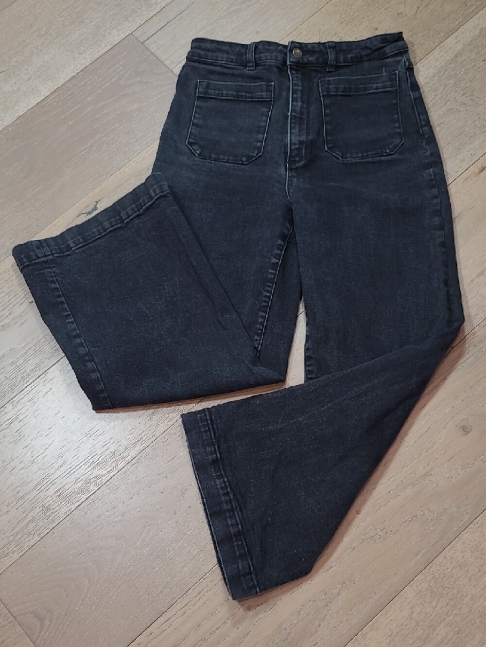 ROLLA'S Sailor Jeans Women's sz 29 High Rise Wide Leg Crop/Ankle Black Denim